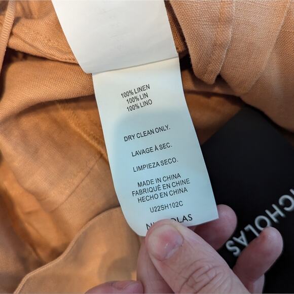 NWT Nicholas Delfina Twig Brown Longline Linen Shorts Size 18 - Picture 9 of 11